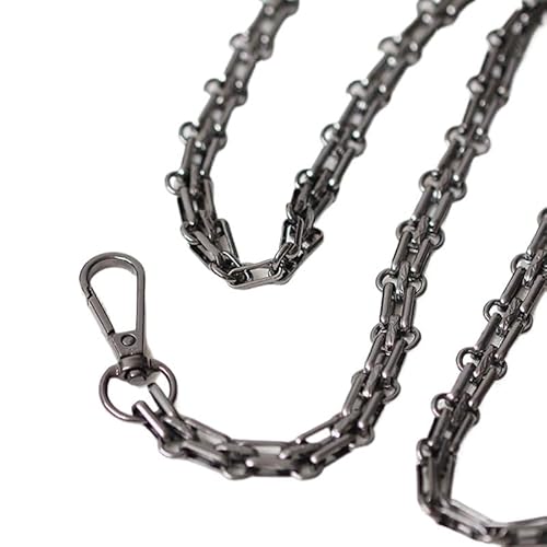 Taschenkette Taschenkette aus Stahl for Selbermachen, Gold, Silber, Gun Black Bronze, 12 mm breit, Ersatzkette aus Metall, Schultergurt for Handtasche, Geldbeutelgriff Kette FüR Tasche(Noir,20cm) von WANGZEYU