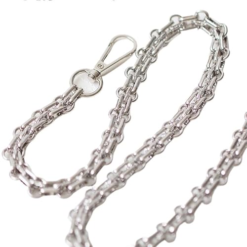 Taschenkette Taschenkette aus Stahl for Selbermachen, Gold, Silber, Gun Black Bronze, 12 mm breit, Ersatzkette aus Metall, Schultergurt for Handtasche, Geldbeutelgriff Kette FüR Tasche(Silver,120cm) von WANGZEYU