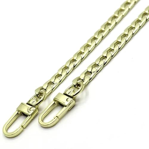WANGZEYU Taschenkette 20-160cm Metallkette Damen Tasche Flache Breite Geldbörse Riemen Griff Ersatz for Handtasche Schulter 7mm Kette FüR Tasche(Green Light Gold,45cm) von WANGZEYU