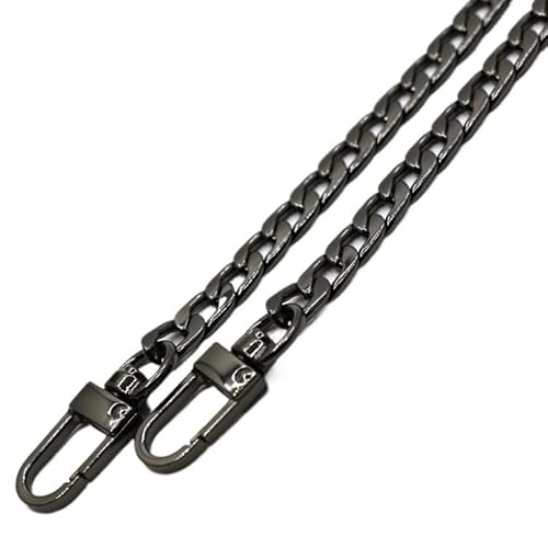 WANGZEYU Taschenkette 20-160cm Metallkette Damen Tasche Flache Breite Geldbörse Riemen Griff Ersatz for Handtasche Schulter 7mm Kette FüR Tasche(Noir,160cm) von WANGZEYU