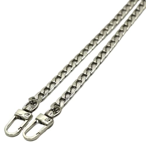 WANGZEYU Taschenkette 20-160cm Metallkette Damen Tasche Flache Breite Geldbörse Riemen Griff Ersatz for Handtasche Schulter 7mm Kette FüR Tasche(Silver,160cm) von WANGZEYU