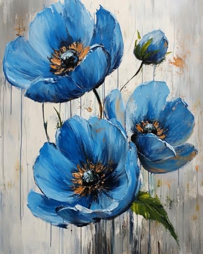 Malen Nach Zahlen Erwachsene Blaue Blumen Paint by Numbers diy GemäLde Kit mit Pinsel und Acrylfarbe Als Geschenk für Wanddeko Groß 40x50cm Malen Nach Zahlen Erwachsene Blaue Blumen Paint by Numbers diy GemäLde Kit mit Pinsel und Acrylfarbe Als Geschenk für Wanddeko Groß 40x50cm von WANMIU