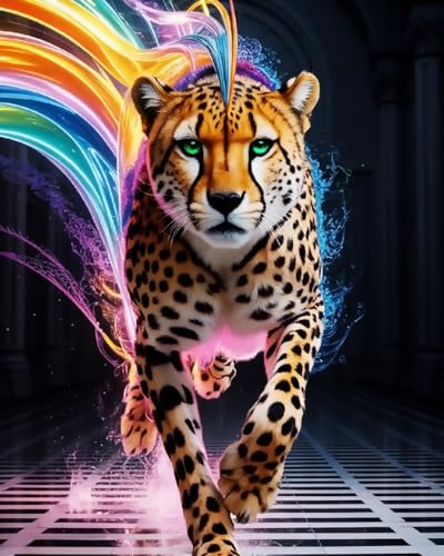 Malen Nach Zahlen Erwachsene Neon-Gepard DIY Handgemalt Ölgemälde Leinwand Kits Mit Pinsels und Acrylfarbe Als Geschenke und Heimdekoration Ohne Rahmen 40 x 50 cm Malen Nach Zahlen Erwachsene Neon-Gepard DIY Handgemalt Ölgemälde Leinwand Kits Mit Pinsels und Acrylfarbe Als Geschenke und Heimdekoration Ohne Rahmen 40 x 50 cm von WANMIU