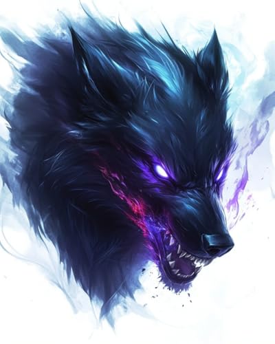 Malen Nach Zahlen Erwachsene Schwarzer Wolf DIY Handgemalt Ölgemälde Leinwand Kits Mit Pinsels und Acrylfarbe Als Geschenke und Heimdekoration Ohne Rahmen 40 x 50 cm von WANMIU