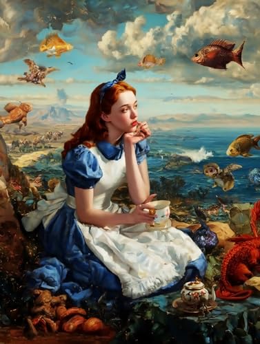 WANMIU Malen Nach Zahlen Erwachsene Alice im Wunderland Paint by Numbers diy GemäLde Kit mit Pinsel und Acrylfarbe Als Geschenk für Wanddeko Groß 40x50cm von WANMIU