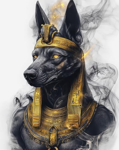 WANMIU Malen Nach Zahlen Erwachsene Anubis (3) Paint by Numbers diy GemäLde Kit mit Pinsel und Acrylfarbe Als Geschenk für Wanddeko Groß 40x50cm von WANMIU