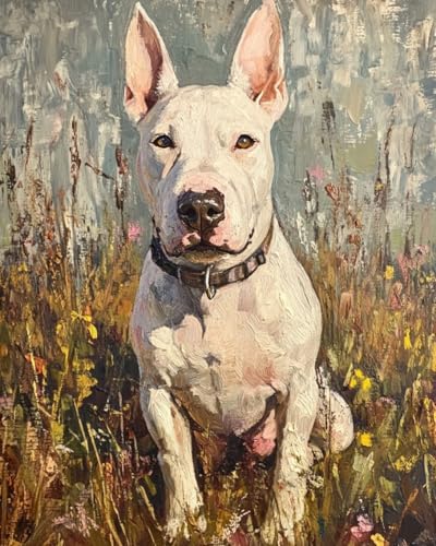 WANMIU Malen Nach Zahlen Erwachsene Bullterrier (2) DIY Handgemalt Ölgemälde Leinwand Kits Mit Pinsels und Acrylfarbe Als Geschenke und Heimdekoration Ohne Rahmen 40 x 50 cm von WANMIU