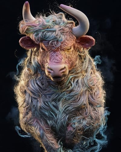 WANMIU Malen Nach Zahlen Erwachsene Bunte Wolke wütend gehörnten Stier Paint by Numbers diy GemäLde Kit mit Pinsel und Acrylfarbe Als Geschenk für Wanddeko Groß 40x50cm von WANMIU