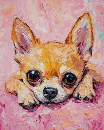 WANMIU Malen Nach Zahlen Erwachsene Chihuahua(2) Bastelset Erwachsene Gemälde Leinwand 40x50 cm Mit Farbe und Pinsel - Geschenke und Maldekorationen von WANMIU