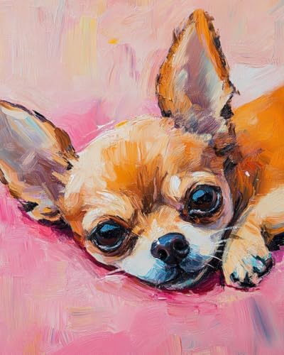 WANMIU Malen Nach Zahlen Erwachsene Chihuahua DIY handgemaltes Ölgemälde Set für Anfänger und Erwachsene, Acrylfarbe, Kindergemälde, Kreative Heimdekoration, Geschenk, Weihnachten von WANMIU