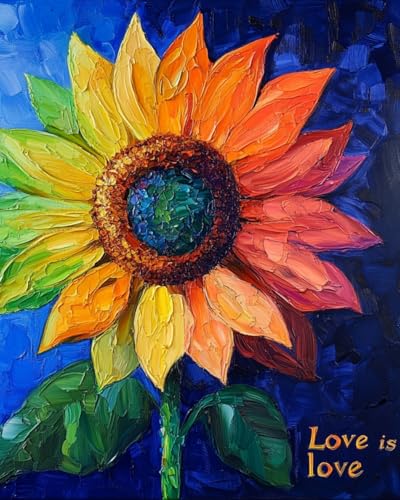 WANMIU Malen Nach Zahlen Erwachsene Farbige Sonnenblumen Paint by Numbers diy GemäLde Kit mit Pinsel und Acrylfarbe Als Geschenk für Wanddeko Groß 40x50cm von WANMIU