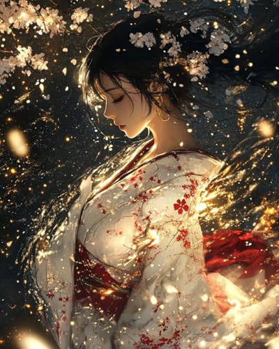 WANMIU Malen Nach Zahlen Erwachsene Japanisches Geisha-Mädchen Bastelset Erwachsene Gemälde Leinwand 40x50 cm Mit Farbe und Pinsel - Geschenke und Maldekorationen von WANMIU