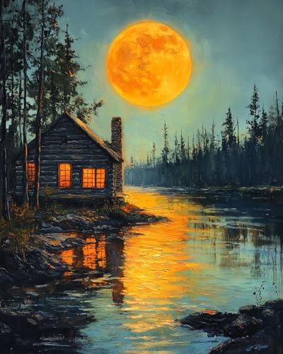 WANMIU Malen Nach Zahlen Erwachsene Moon River Haus DIY Handgemalt Ölgemälde Leinwand Kits Mit Pinsels und Acrylfarbe Als Geschenke und Heimdekoration Ohne Rahmen 40 x 50 cm WANMIU Malen Nach Zahlen Erwachsene Moon River Haus DIY Handgemalt Ölgemälde Leinwand Kits Mit Pinsels und Acrylfarbe Als Geschenke und Heimdekoration Ohne Rahmen 40 x 50 cm von WANMIU