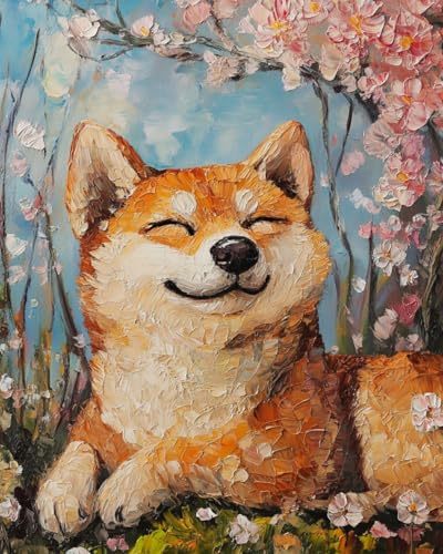 WANMIU Malen Nach Zahlen Erwachsene Niedlicher Shiba Inu-2 DIY handgemaltes Ölgemälde Set für Anfänger und Erwachsene, Acrylfarbe, Kindergemälde, Kreative Heimdekoration, Geschenk, Weihnachten von WANMIU