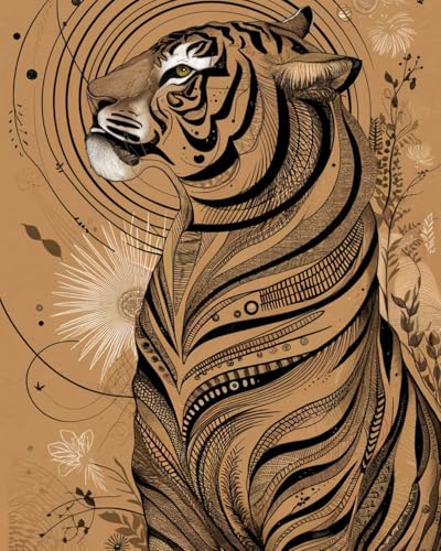 WANMIU Malen Nach Zahlen Erwachsene Tiger pattern Zen Paint by Numbers diy GemäLde Kit mit Pinsel und Acrylfarbe Als Geschenk für Wanddeko Groß 40x50cm von WANMIU
