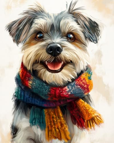 WANMIU Malen Nach Zahlen Erwachsene Yorkshire Terrier mit Schal DIY handgemaltes Ölgemälde Set für Anfänger und Erwachsene, Acrylfarbe, Kindergemälde, Kreative Heimdekoration, Geschenk, Weihnachten WANMIU Malen Nach Zahlen Erwachsene Yorkshire Terrier mit Schal DIY handgemaltes Ölgemälde Set für Anfänger und Erwachsene, Acrylfarbe, Kindergemälde, Kreative Heimdekoration, Geschenk, Weihnachten von WANMIU