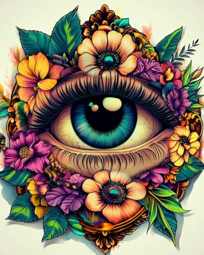 WANMIU Malen nach Zahlen Bunte Blumenaugen Kits für Anfänger Erwachsene DIY Art Decor Handgemalte Malerei nach Zahlen Kreatives Geschenk Home Decoration 16x20 Zoll von WANMIU