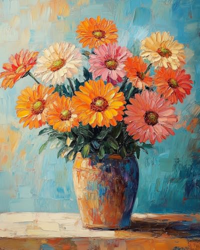 WANMIU Malen nach Zahlen Erwachsene Bunte Blumen(8) Paint by Numbers Adult DIY Handgemalt Ölgemälde Mit 3 - Pinseln und Acrylfarbe knitterfreie leinwand Kit - 40 X 50 CM von WANMIU