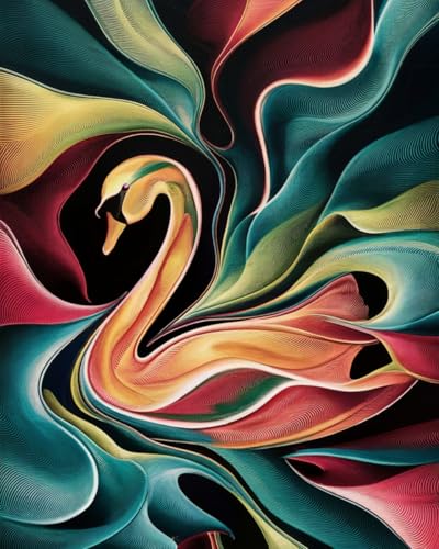 WANMIU Malen nach Zahlen Erwachsene Bunter Schwan DIY Malen nach Zahlen Kits auf Leinwand Acrylmalerei mit Pinseln Leinwand Geschenke Kunsthandwerk 40 x 50 cm(rahmenlos) von WANMIU