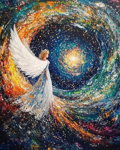 WANMIU Malen nach Zahlen Erwachsene Engel Mädchen (4) Paint by Numbers Adult DIY Handgemalt Ölgemälde Mit 3 - Pinseln und Acrylfarbe knitterfreie leinwand Kit - 40 X 50 CM von WANMIU