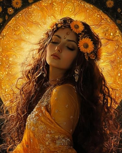 WANMIU Malen nach Zahlen Erwachsene Indische Schönheit DIY Malen nach Zahlen Kits auf Leinwand Acrylmalerei mit Pinseln Leinwand Geschenke Kunsthandwerk 40 x 50 cm(rahmenlos) von WANMIU
