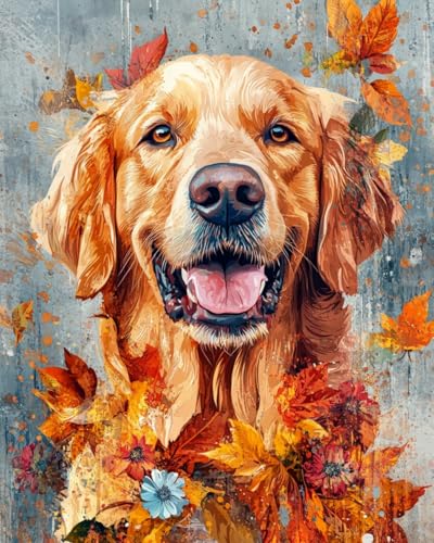 WANMIU Malen nach Zahlen Erwachsene Labrador Paint by Numbers Adult DIY Handgemalt Ölgemälde Mit 3 - Pinseln und Acrylfarbe knitterfreie leinwand Kit - 40 X 50 CM von WANMIU