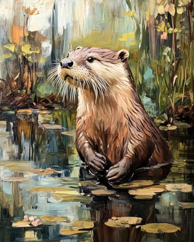 WANMIU Malen nach Zahlen Erwachsene Otter-4 DIY Malen nach Zahlen Kits auf Leinwand Acrylmalerei mit Pinseln Leinwand Geschenke Kunsthandwerk 40 x 50 cm(rahmenlos) von WANMIU