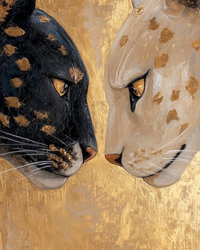 WANMIU Malen nach Zahlen Erwachsene Schwarz-weißer Leopard (2) DIY Malen nach Zahlen Kits auf Leinwand Acrylmalerei mit Pinseln Leinwand Geschenke Kunsthandwerk 40 x 50 cm(rahmenlos) von WANMIU