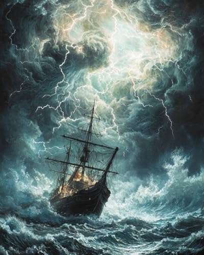 WANMIU Malen nach Zahlen Erwachsene Segelschiff (2) DIY Malen nach Zahlen Kits auf Leinwand Acrylmalerei mit Pinseln Leinwand Geschenke Kunsthandwerk 40 x 50 cm(rahmenlos) von WANMIU