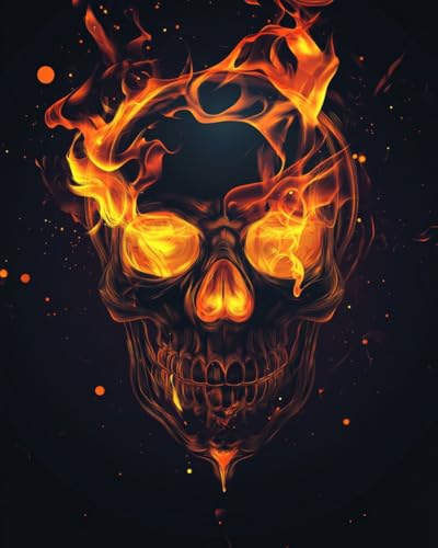 WANMIU Malen nach Zahlen Flammenschädel(2) Kits für Anfänger Erwachsene DIY Art Decor Handgemalte Malerei nach Zahlen Kreatives Geschenk Home Decoration 16x20 Zoll von WANMIU