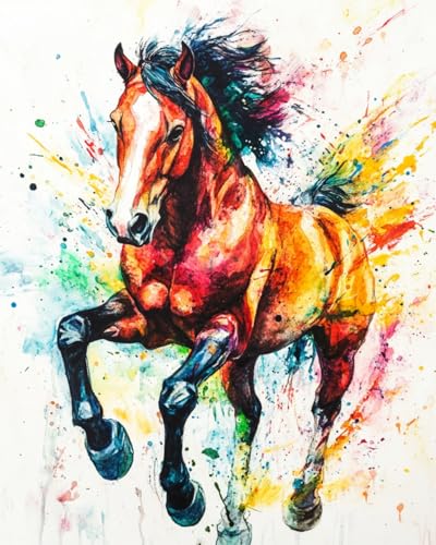 WANMIU Malen nach Zahlen Kits Erwachsene und Kinder Farbiges Graffiti Pferd (3) DIY Ölgemälde Digitale Leinwand Wandkunst Home Decoration - 40x50CM von WANMIU