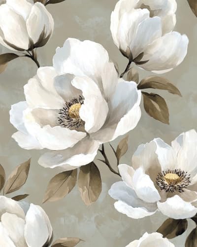 WANMIU Malen nach Zahlen Kits Erwachsene und Kinder Weiße Blumen(2) DIY Ölgemälde Digitale Leinwand Wandkunst Home Decoration - 40x50CM von WANMIU