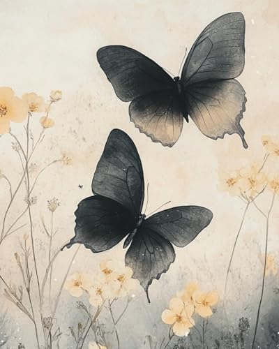 WANMIU Malen nach Zahlen Schwarze Schmetterlinge und Blumen Kits für Anfänger Erwachsene DIY Art Decor Handgemalte Malerei nach Zahlen Kreatives Geschenk Home Decoration 16x20 Zoll WANMIU Malen nach Zahlen Schwarze Schmetterlinge und Blumen Kits für Anfänger Erwachsene DIY Art Decor Handgemalte Malerei nach Zahlen Kreatives Geschenk Home Decoration 16x20 Zoll von WANMIU