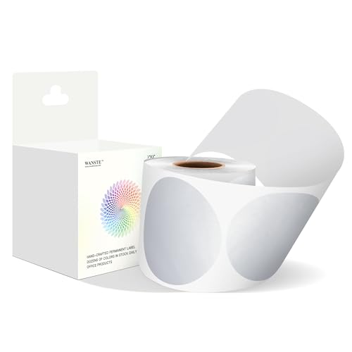 WANSTE 7,6 cm silberne Farbcode-Punkt-Aufkleber, 500 Stück, runde Etiketten in Spenderbox für Organisation, Inventar, Klassenzimmer von WANSTE