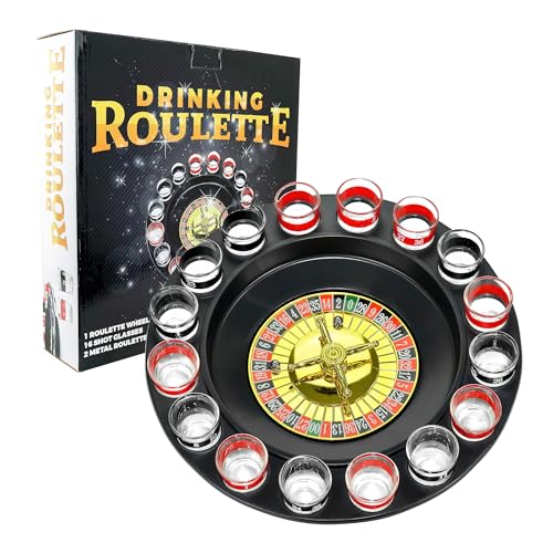 WANTED Schnapsglas Roulette Komplettset Trinkspiele, Kunststoff, rot/schwarz, 16PCS Set von Fairly Odd Novelties