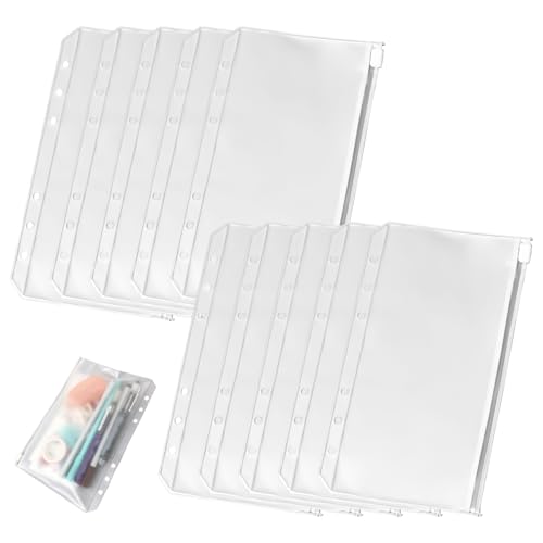 10 Stück Klarsichthüllen A6,A6 Binder Taschen,Budget Planner,Wasserdichte Klarsichthüllen aus PVC(6-Loch),Budget Planner Zubehör mit Geldumschlägen,für Notebook-Planer,Ringbücher Zubehör&Budgetplaner​ von WANTUSHUI