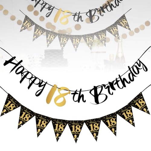 2 Stück Deko 18. Geburtstag Junge, Geburtstagsdeko 18 Deko 18 Geburtstag, Banner Mädchen, Schwarz Gold Absperrband Happy Birthday, Geburtstagsbanner, Für Junge Mädchen Party Wimpelkette Dekorationen 2 Stück Deko 18. Geburtstag Junge, Geburtstagsdeko 18 Deko 18 Geburtstag, Banner Mädchen, Schwarz Gold Absperrband Happy Birthday, Geburtstagsbanner, Für Junge Mädchen Party Wimpelkette Dekorationen von WANTUSHUI