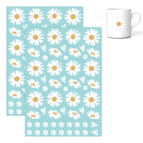 2 Stück Fahrrad Aufkleber Rahmen, Sticker Blumen, Autoaufkleber Blumen Wasserfest, Gänseblümchen Aufkleber, Prilblumen Aufkleber für Mülltonnen, Wanddekoration, Kühlschrank, Auto, Fahrradaufkleber von WANTUSHUI