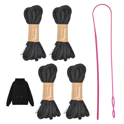 4 Kordel für Jogginghose,Hosenbund und Hoodie,Ersatz Bands für Ersatzschnüre Kordel mit einfachem Einfädler Jogginghosen Shorts Hosen Kapuzenpullover140cmKordelende ErsatzSaiten (4 schwarz, Allgemein) von WANTUSHUI