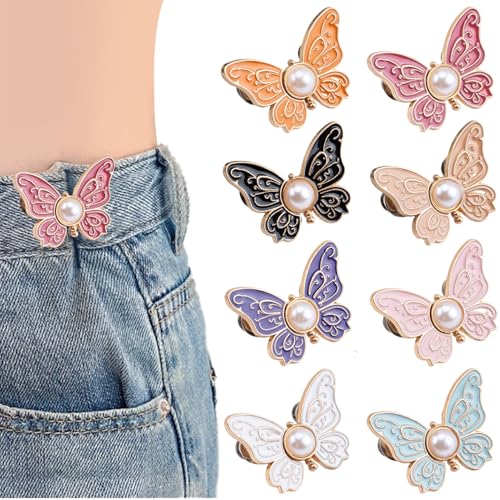8 Stück Hosen Enger Machen Clip,Schmetterlings Hosenbund Enger Machen,Knöpfe Hosen Enger Machen,Hosenknopf Zum Enger Machen,Hosenbund Enger Machen Clip,Jeans Hosenverkleinerung,Hosen Verkleinern Clip von WANTUSHUI