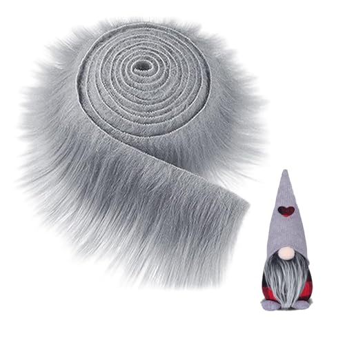 Kunstfell Zum Basteln,Stoff Flauschiges 5x150cm Plüsch Stoff,Meterware Wichtel Bart Zum Basteln,Furry Dekofell Precut Langhaarplüsch für DIY Zwergenbart Weihnachtsmannhaar Basteldekoration(Grau) von WANTUSHUI