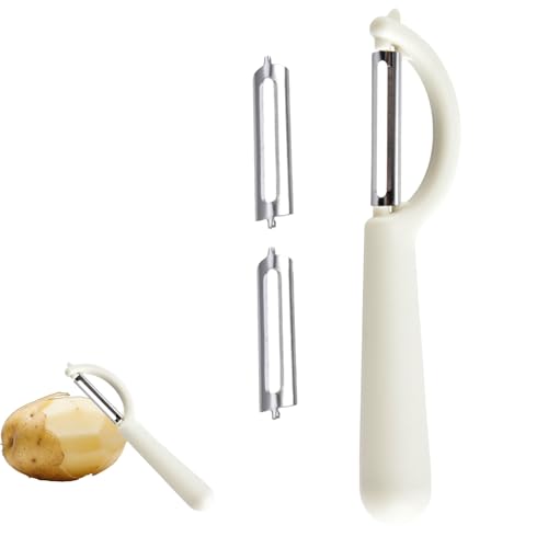 Sparschäler mit 2 Ersatzklingen – Edelstahl Gemüse- & Kartoffelschäler, Kompatibel mit Tupper, Fackelmann, Fiskars, Westmark – Karottenschäler, Obstschäler, Gurkenschäler für Links- & Rechtshänder von WANTUSHUI