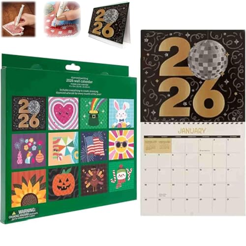 2026 Diamond Art Calendar, Wall Calendar Diamond Painting Kit, DIY Diamond Art Calendar, 12-Month Flip Wall Calendar with To Do List, Diamond Painting Calendars for Christmas Home Office Decor von WANWEN