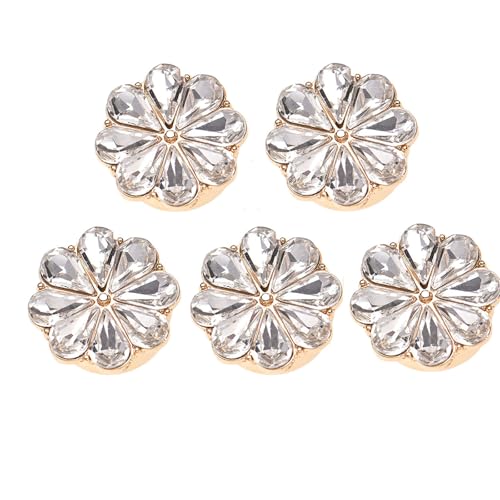 5Pcs Rhinestone Button Covers, Crystal Buttons for Clothing, Detachable Buttons for Shirts, Clip on Button Jewelry, Rhinestone Buttons for Clothing, Decorative Buttons for Crafting (5*A) von WANWEN