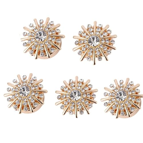 5Pcs Rhinestone Button Covers, Crystal Buttons for Clothing, Detachable Buttons for Shirts, Clip on Button Jewelry, Rhinestone Buttons for Clothing, Decorative Buttons for Crafting (5*C) von WANWEN