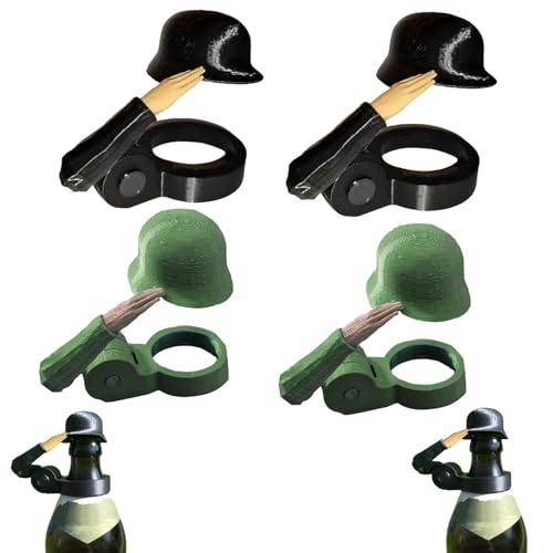 Soldier Salute Bierflaschenhelm, Flaschenverschlüsse, Soldat Salute Bier, Wiederverwendbar, Staubdicht, Dekorative Bierflaschenverschlüsse, für Grillparty, Bar, Veteranen, Aktive Soldaten (4PCS*B) von WANWEN