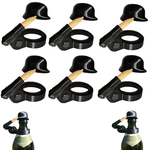 Soldier Salute Bierflaschenhelm, Flaschenverschlüsse, Soldat Salute Bier, Wiederverwendbar, Staubdicht, Dekorative Bierflaschenverschlüsse, für Grillparty, Bar, Veteranen, Aktive Soldaten (6PCS) von WANWEN