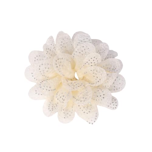 WANYI 1 Stück Ansteckblume Applikationen Patches mit Strass, Organza Brosche Blumen zum Aufnähen Elegant Blumenbrosche für Haarspangen, Haarbänder, Kostüme(Beige) von WANYI