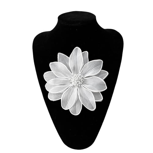 WANYI 1 Stück Ansteckblume Damen Groß Stoffblumen zum Aufnähen 4 Schichten Stereo Stickerei 16cm Blumen Applique für Hut Kopfbedeckung Kleidung Verzierung von WANYI