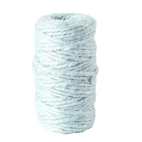 WANYI 1 Stück Jute-Schnur Kordel 100M pro Rolle Juteschnur Bunt Schnur Reißfest Kordelband 2mm Dicke Juteseil für Dekokordel, Geschenkverpackung, Handwerk(Hellblau) von WANYI